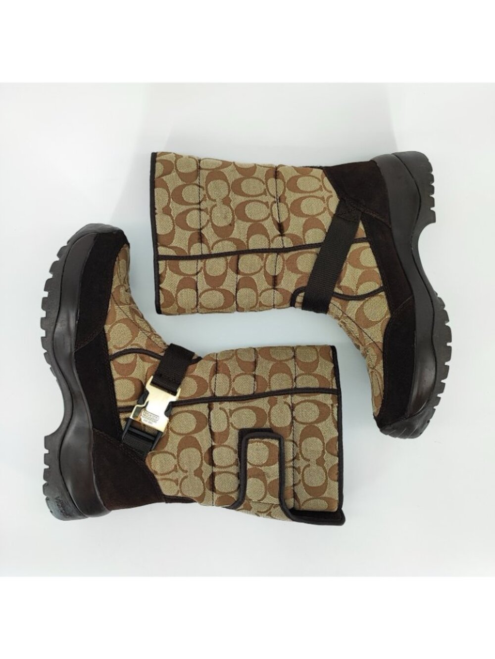 Coach Sharron Women’s 9 Boot Canvas Brown Snow Signature C A7642 - Picture 6 of 10